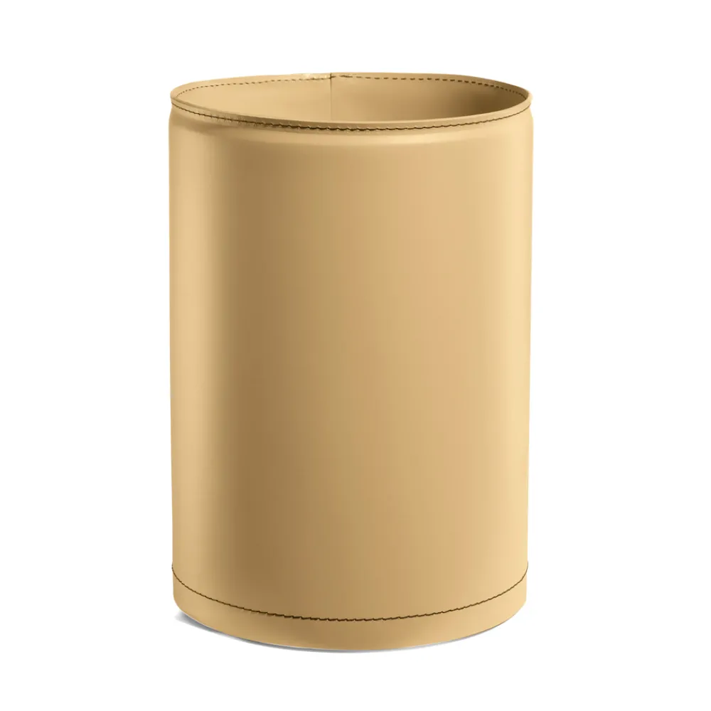 Viadurini Leather Bürozubehör-Runder Papierkorb aus gelbem Leder, hergestellt in Italien – Sky
