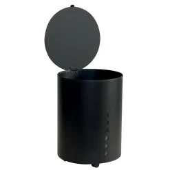 Viadurini Fire Design Pelletkorb-Runder Pellethalter aus schwarz lackiertem Stahl und Rädern, hergestellt in Italien – Airone