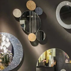 Viadurini Living Wandspiegel-Runder Spiegel Addo, made in Italy, modernes Design, Glitzer & Glas