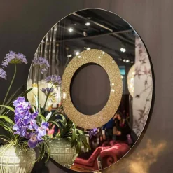 Viadurini Living Wandspiegel-Runder Spiegel Aris in modernem Design, hergestellt in Italien, Glitzer und Glas
