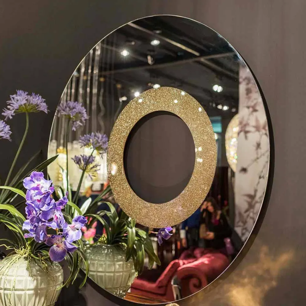 Viadurini Living Wandspiegel-Runder Spiegel Aris in modernem Design, hergestellt in Italien, Glitzer und Glas