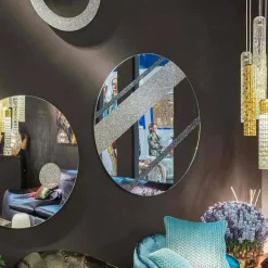 Viadurini Living Wandspiegel-Runder Spiegel Athos made in Italy, modernes Design, Glitzer und Glas