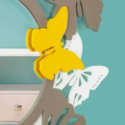 Viadurini Decor Wandspiegel-Runder Spiegel aus modernem Design aus farbigem Holz mit Schmetterlingen - Beat