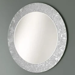 Viadurini Bathroom Wandspiegel-Runder Spiegel mit blattverziertem Glasrahmen Made in Italy - Alisso