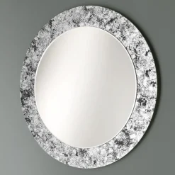 Viadurini Bathroom Wandspiegel-Runder Spiegel mit blattverziertem Glasrahmen Made in Italy - Alisso