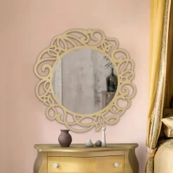 Viadurini Classic Wandspiegel-Runder Spiegel mit durchbrochenem Muster, hergestellt in Italien – Ferona