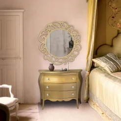 Viadurini Classic Wandspiegel-Runder Spiegel mit durchbrochenem Muster, hergestellt in Italien – Ferona