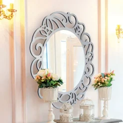 Viadurini Classic Wandspiegel-Runder Spiegel mit durchbrochenem Muster, hergestellt in Italien – Ferona