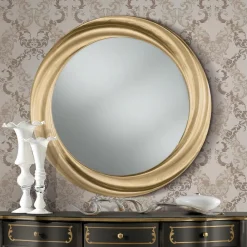 Viadurini Classic Wandspiegel-Runder Spiegel mit luxuriösem goldenem Holzrahmen Made in Italy - Adelin