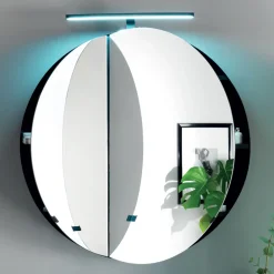 Viadurini Bathroom Badspiegel-Runder Spiegelbehälter aus Metall mit Doppelspiegel, hergestellt in Italien – Charles