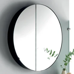 Viadurini Bathroom Badspiegel-Runder Spiegelbehälter aus Metall mit Doppelspiegel, hergestellt in Italien – Charles