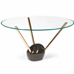 Viadurini Living Esstische Nach Mass-Runder Tisch Adele, mit Glasplatte und Marmorsockel, modernes Design