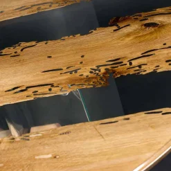 Viadurini Living Esstische Nach Mass|Runde Tische-Runder Tisch aus Briccola Holz und Glas Venezia