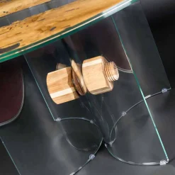 Viadurini Living Esstische Nach Mass|Runde Tische-Runder Tisch aus Briccola Holz und Glas Venezia