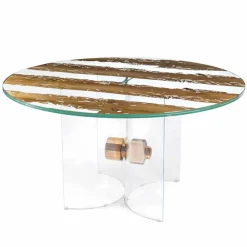 Viadurini Living Esstische Nach Mass|Runde Tische-Runder Tisch aus Briccola Holz und Glas Venezia