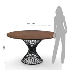 Viadurini Living Runde Tische-Runder Tisch aus Metall und furniertem MDF – Lanthan