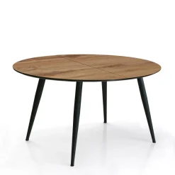 Viadurini Living Runde Tische-Runder Tisch, ausziehbar auf 150 cm, helles Walnuss-Finish – Capone