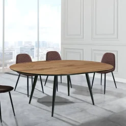 Viadurini Living Runde Tische-Runder Tisch, ausziehbar auf 150 cm, helles Walnuss-Finish – Capone