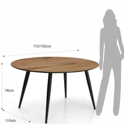 Viadurini Living Runde Tische-Runder Tisch, ausziehbar auf 150 cm, helles Walnuss-Finish – Capone