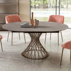 Viadurini Living Runde Tische-Runder Tisch ausziehbar auf 170 cm aus Metall und HPL - Sorriso