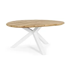 Viadurini in the Garden Gartentische Aus Teakholz-Runder Tisch im Freien aus Teakholz mit Aluminiumbasis, Homemotion - Selenia