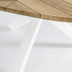 Viadurini in the Garden Gartentische Aus Teakholz-Runder Tisch im Freien aus Teakholz mit Aluminiumbasis, Homemotion - Selenia