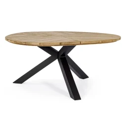 Viadurini in the Garden Gartentische Aus Teakholz-Runder Tisch im Freien aus Teakholz mit Aluminiumbasis, Homemotion - Selenia