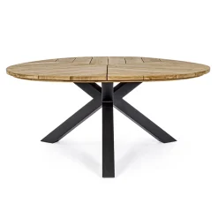Viadurini in the Garden Gartentische Aus Teakholz-Runder Tisch im Freien aus Teakholz mit Aluminiumbasis, Homemotion - Selenia