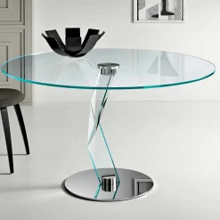 Viadurini Living Esstische Nach Mass|Runde Tische-Runder Tisch in modernem Design aus extra klarem Glas made in Italy - Akka