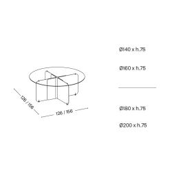 Viadurini Living Runde Tische|Esstische-Runder Tisch mit extraklarer Glasplatte und champagnerfarbenem Untergestell - Piacere