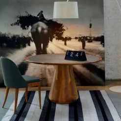 Viadurini Living Esstische Nach Mass|Runde Tische-Runder Tisch mit Tischplatte, massives natürliches Nussholz, Carlo