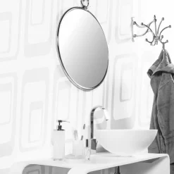 Viadurini Bathroom Badspiegel-Runder Wand-Badezimmerspiegel aus verchromtem Ottome mit gealterter Rückseite - June