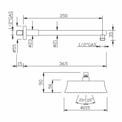 Viadurini Taps Duschköpfe-Runder Wandduschkopf aus Messing im klassischen Stil Made in Italy - Betto