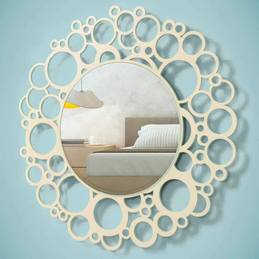 Viadurini Decor Wandspiegel-Runder Wandspiegel aus braunem Holz von modernem Design mit Rahmen - Bombo