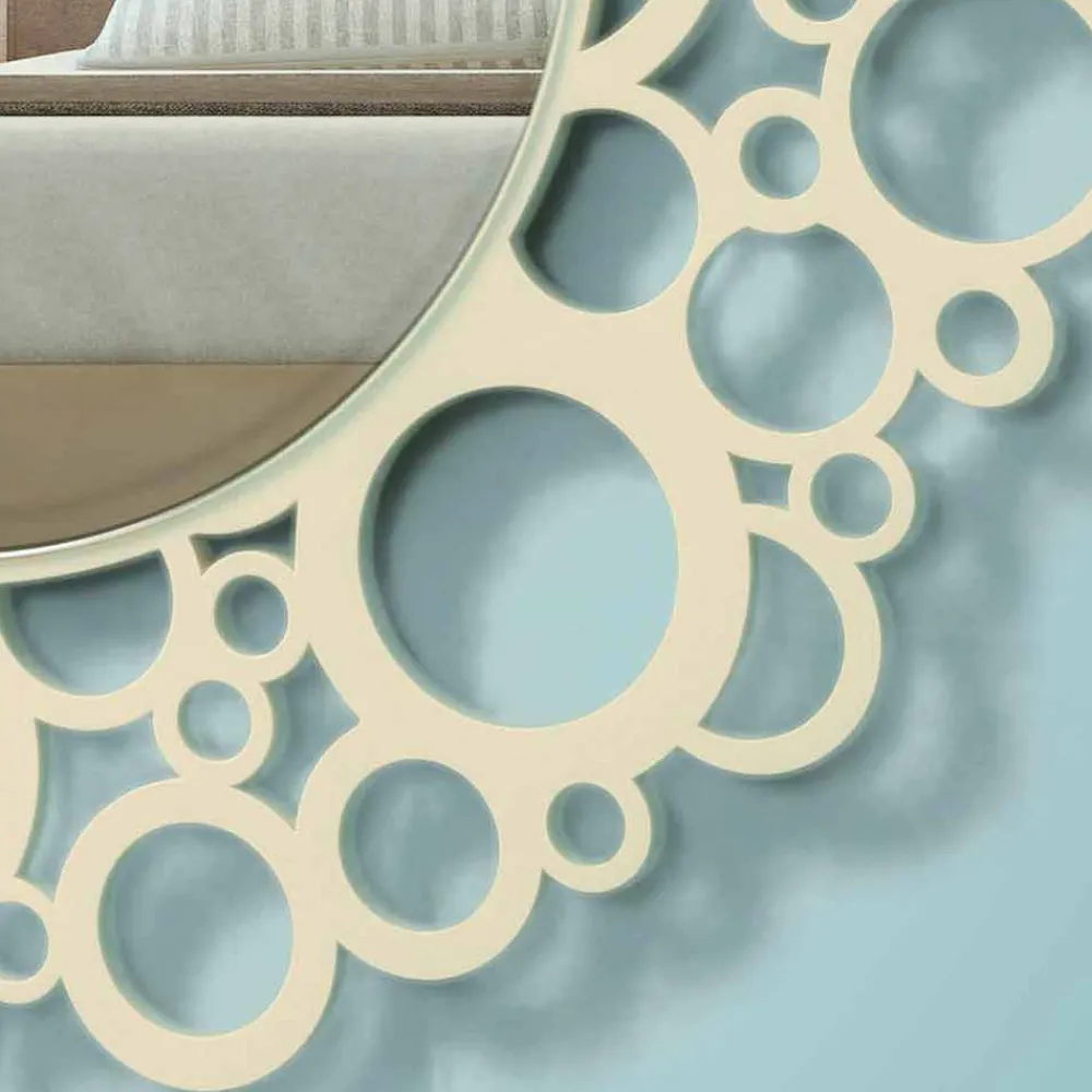 Viadurini Decor Wandspiegel-Runder Wandspiegel aus braunem Holz von modernem Design mit Rahmen - Bombo