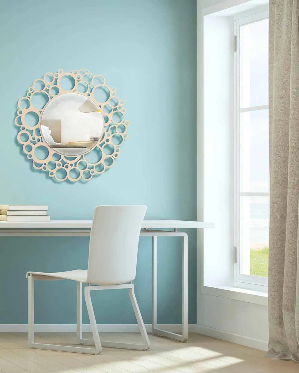 Viadurini Decor Wandspiegel-Runder Wandspiegel aus braunem Holz von modernem Design mit Rahmen - Bombo