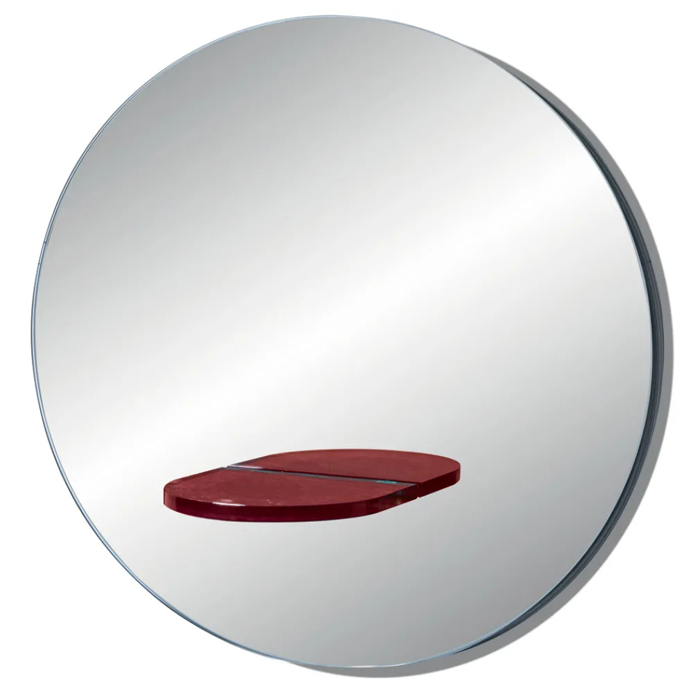 Viadurini Living Wandspiegel-Runder Wandspiegel mit farbigem Glasregal Made in Italy - Eliza