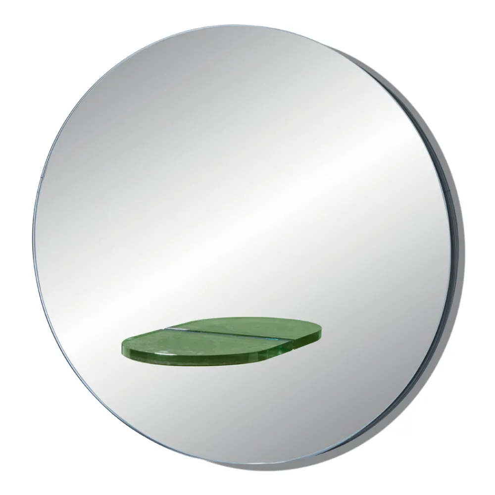 Viadurini Living Wandspiegel-Runder Wandspiegel mit farbigem Glasregal Made in Italy - Eliza