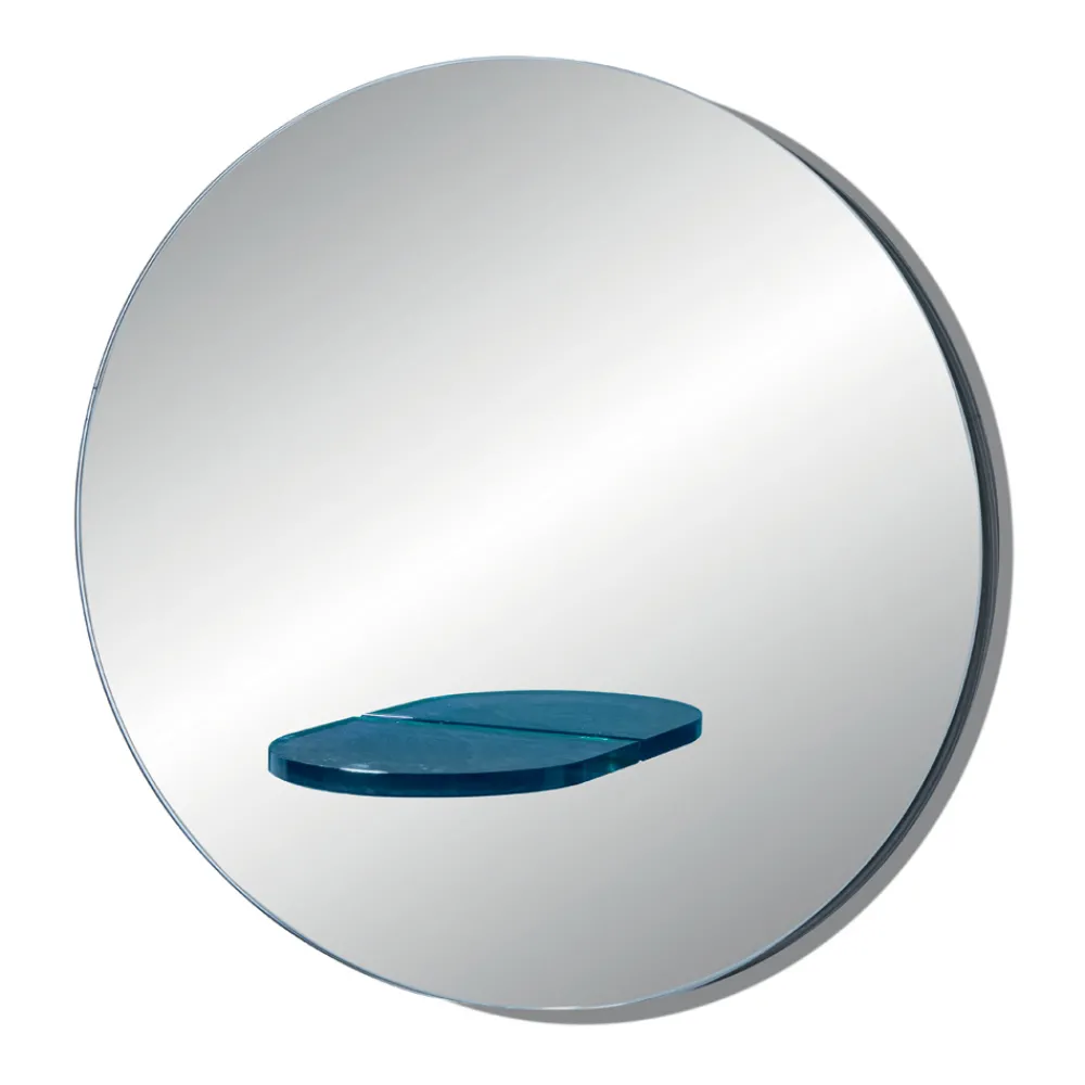 Viadurini Living Wandspiegel-Runder Wandspiegel mit farbigem Glasregal Made in Italy - Eliza