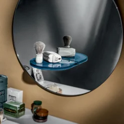 Viadurini Living Wandspiegel-Runder Wandspiegel mit farbigem Glasregal Made in Italy - Eliza