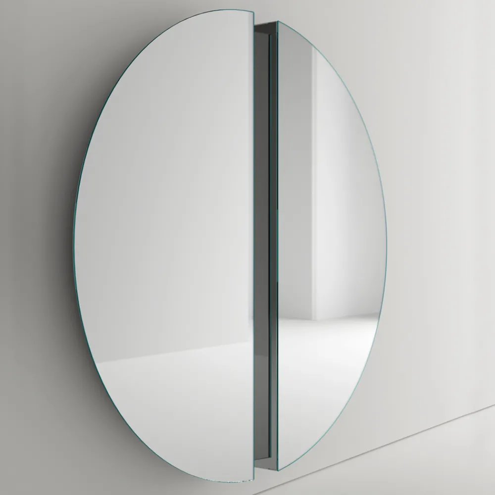 Viadurini Living Wandspiegel-Runder Wandspiegel mit zentralem V-Schnitt, der die Paneele trennt - Spirit
