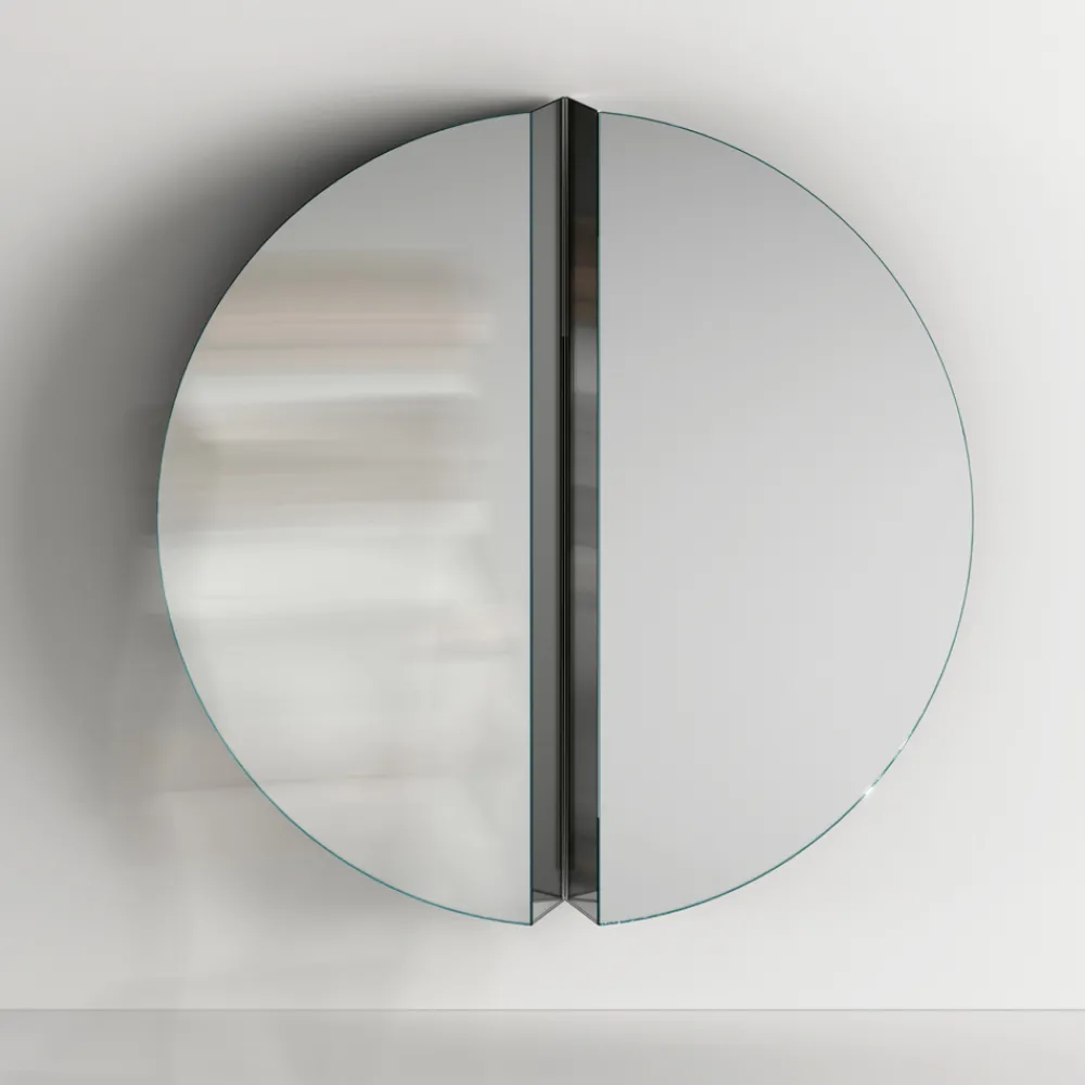 Viadurini Living Wandspiegel-Runder Wandspiegel mit zentralem V-Schnitt, der die Paneele trennt - Spirit