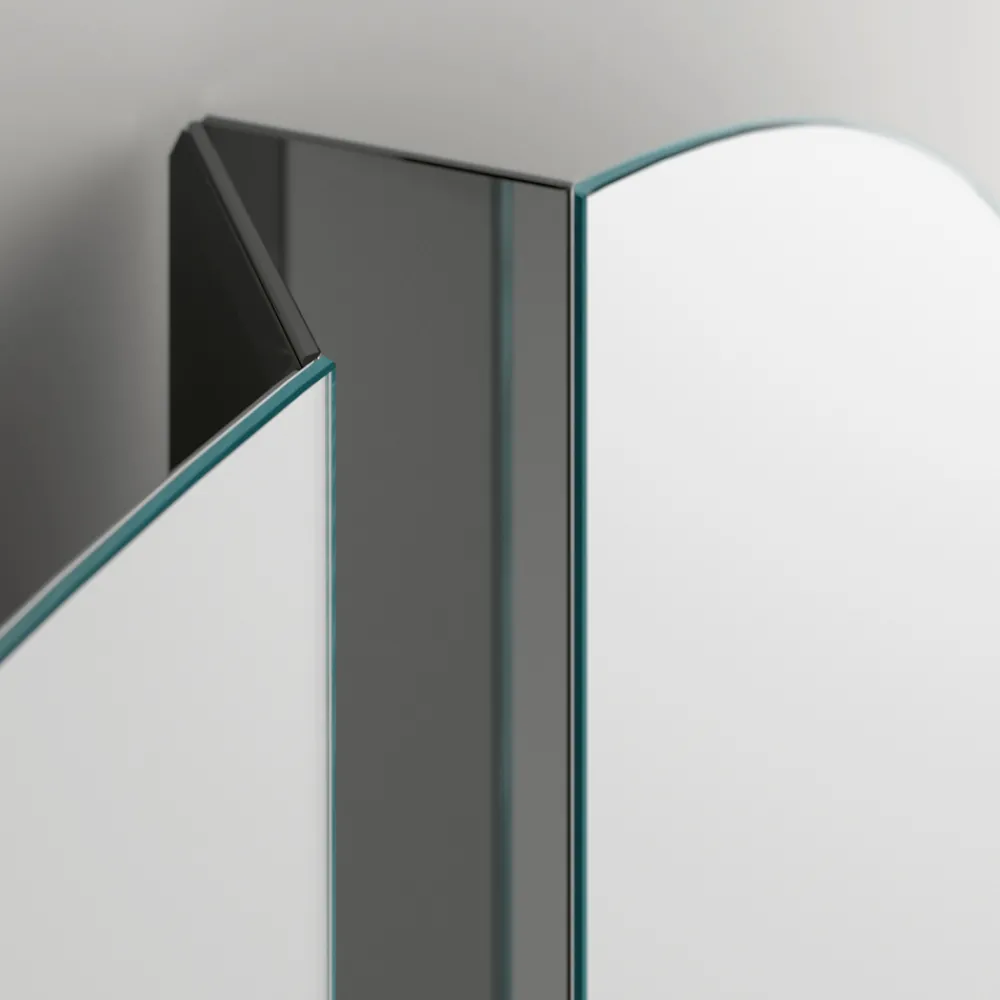 Viadurini Living Wandspiegel-Runder Wandspiegel mit zentralem V-Schnitt, der die Paneele trennt - Spirit