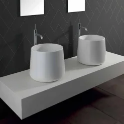 Viadurini Bathroom Keramikwaschbecken-Rundes Aufsatzbecken aus weißer oder farbiger Keramik Oliena