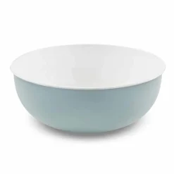 Viadurini Bathroom Metallwaschbecken-Rundes Aufsatzwaschbecken aus emailliertem Metall in Weiß und Himmelblau - Sky