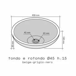 Viadurini Bathroom Steinwaschbecken-Rundes Aufsatzwaschbecken aus grauen Naturstein Pai Modell