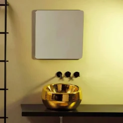 Viadurini Bathroom Farbige Waschbecken-Rundes Aufsatzwaschbecken aus Keramik-gold Design made in Italy Elisa
