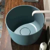 Viadurini Bathroom Design Waschbecken Aus Solid Surface-Rundes Aufsatzwaschbecken in Italien hergestellt, Lallio