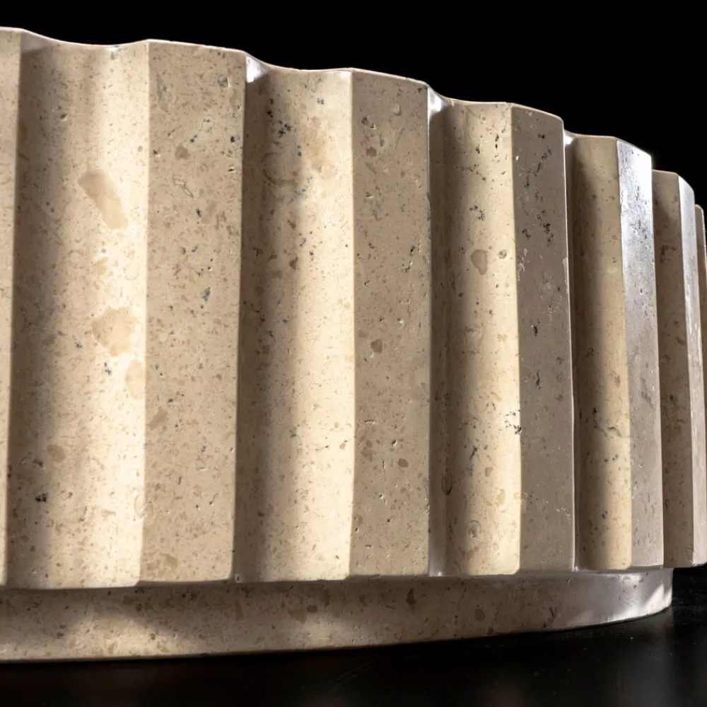 Viadurini Bathroom Steinwaschbecken-Rundes Aufsatzwaschbecken aus Travertinmarmor – Cattleya