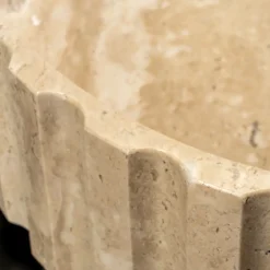 Viadurini Bathroom Steinwaschbecken-Rundes Aufsatzwaschbecken aus Travertinmarmor – Cattleya